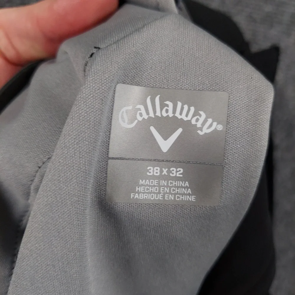 Callaway Golf Pants Men 38x32 Caviar Black Stretch Waistband CGBSE0T3 NEW